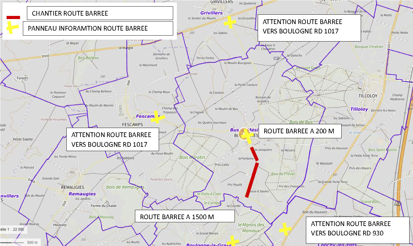 Plan travaux route Bus-Boulogne